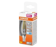 LED lemputė OSRAM Filament, E14, B40, žvakės formos, 4W, 4000K, 470 lm, non-dim, skaidri
