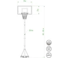 Outliner Krepšinio stovas su lenta ir krepšiu, 100–305 cm