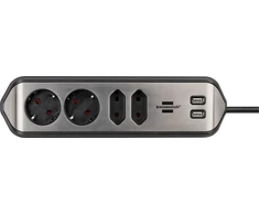 Pagarinātājs Brennenstuhl, 3 x 1,5 mm², 2 m, 4 ligzdas, 2USB