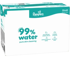 Pampers Aqua Servetėlės Kūdikiams, 20 Pakuotė, 1200 Servetėlės