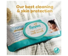 Pampers Aqua Soft Touch Servetėlės Kūdikiams, 9 Pakuotė, 540 Servetėlės