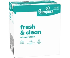 Pampers Fresh Clean Plastic Free Servetėlės Kūdikiams, 24 Pakuotė, 1248 Servetėlės