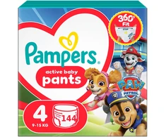 Pampers Pants Paw Patrol Sauskelnės-Kelnaitės, 4 Dydis, 144 Sauskelnės, 9-15 kg