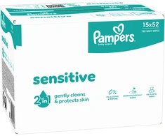 Pampers Sensitive Servetėlės Kūdikiams, 15 Pakuotė, 780 Servetėlės