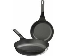 BergHOFF 3 dalių keptuvių rinkinys - Uqonic Downdraft serija su 24 cm ir 28 cm keptuvėmis ir dangčiu