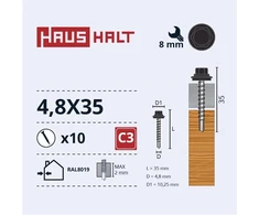 Pašvīdēšanas skrūves Haushalt. DIN 7504K. 4.8 x 35 mm. 10 gab.