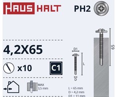 Haushalt „Memorysolution“ savisriegis 4,2X65 metalas/metalas+grąžtas ZN 10 vnt.