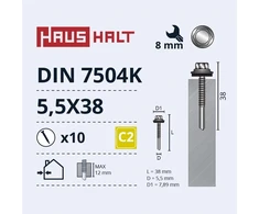 Haushalt „Memorysolution“ savisriegis varžtas 5,5x38 DIN7504K 12 mm + EMPD 10 vnt.