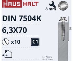 Savisriegiai Haushalt, DIN 7504K, 6.3 x 70 mm, 10 vnt.