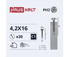 Savisriegis Haushalt DIN 14566, 4.2 mm x 16 mm, 30 vnt.