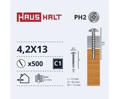 Haushalt Sourcing SELF SCREW 4,2X13 WOOD+DRILL 30PCS