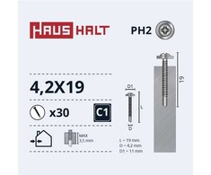 Savisriegis Haushalt DIN 14566, 4.2 mm x 19 mm, 30 vnt.
