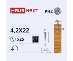 Haushalt Sourcing SELF SCREW 4.2X22 METAL WOOD ZN 25PCS
