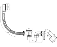 Plastbrno Vonios sifonas EVS0141 automatinis, 45°, 40 50mm, L=61cm