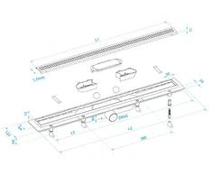 Plastbrno Dušas kanāls ar NT resti 2v1, L=850mm
