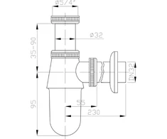 Plastbrno Sifonas EMCR001 Hromuotas 1 1/4" / 32mm