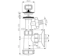 Plastbrno Sifonas praustuvei EU1N332 1 1/4x32mm su skalbimo mašinos jungtimi