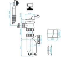 Plastbrno Sifonas virtuvės kriauklei 1 1/2X50mm su išbėgimu, perpildymu