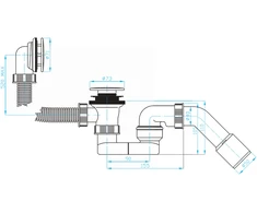 Plastbrno Vonios sifonas EVK0141 Klik Klak Inox, 45°, 40 50mm, L=55cm