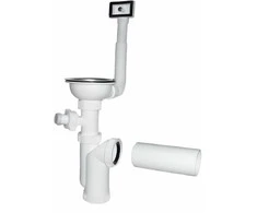 Plastbrno Sifonas virtuvės kriauklei 115 1/2X50mm su išbėgimu ir perpildymu
