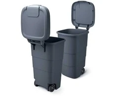 Prosperplast Atliekų konteineris su dangčiu ir ratukais, 110 l, antracito spalvos