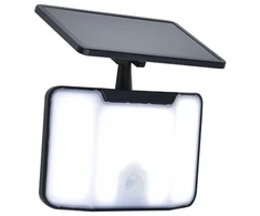 Prožektors ar saules bateriju, stiprināms pie sienas Lutec Kombo, 6 W, 500 lm, 5000 °K, IP54, melna krās.