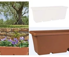 Puķu pods Domoletti TBTISB40-110, plastmasa, 40 cm x 17 cm, balta krās.