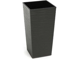 Gėlių vazonas Lamela 593-50, plastikinis, pilkos spalvos.