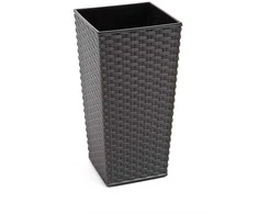 Gėlių vazonas Lamela Rattan 576-50, plastikinis, pilkos spalvos.