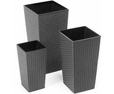 Gėlių vazonas Lamela Rattan 576-50, plastikinis, pilkos spalvos.