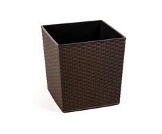 Lamela Vazonas Juka rotango 400x400mm, Tamsiai rudas
