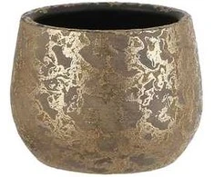 MICA Keraminis vazonas CLEMENTE, aukso spalvos, 16,5 x 13 cm