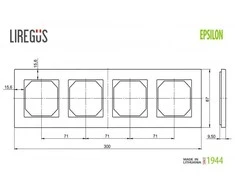 Keturvietis rėmelis Liregus Epsilon, šampano spalvos stiklas