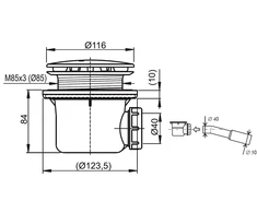 Sifonas duš padėk Ravak Professional 90 X01749. 84 mm. 90 mm