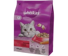Sausas kačių ėdalas Whiskas Jautiena, 0,8kg