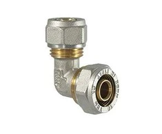 Užveržiama alkūnė TDM Brass 1065, 90 °, 20mm, žalvaris