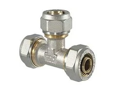 Užveržiamas trišakis TDM Brass 1045, 90 °, 20mm, žalvaris/nikelis