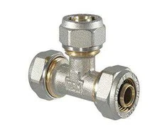 Užveržiamas trišakis TDM Brass 1045, 90 °, 20mm, žalvaris/nikelis