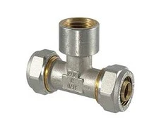 Užveržiamas trišakis TDM Brass 1055, 90 °, 18mm x 1/2", žalvaris/nikelis
