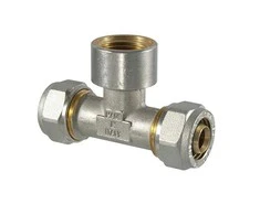Užveržiamas trišakis TDM Brass 1055, 90 °, 26mm x 3/4", žalvaris/nikelis/varis