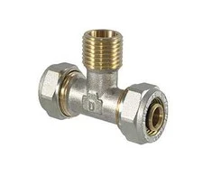 Užveržiamas trišakis TDM Brass 1060, 90 °, 18mm x 1/2", žalvaris/nikelis