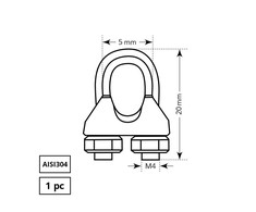 Lyno suspaudiklis Haushalt, AISI304, 1DD, 3 mm