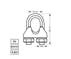 Lyno suspaudiklis Haushalt, ZN, DIN741, 4DD, 6 mm