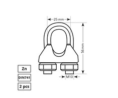 Lyno suspaudiklis Haushalt, ZN, 2DD, 14 mm