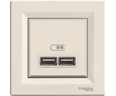 Schneider Electric USB KONTAKTLIGZDA ASFORA 2.1A CREAM
