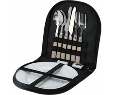 Serviravimo komplektas 170491900, baltas/juodas, plastikas/nerūdijantysis plienas/poliesteris