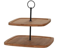 Serviravimo lėkštė 170482110, 25 cm x 25 cm x 23.5 cm, skersmuo 25 cm, spalva/dizainas parenkamas atsitiktinai, metalas/bambukas