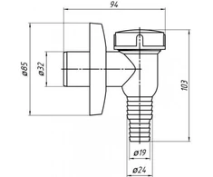 Sifonas skalbimo mašinai Ani Plast, 103 mm, 32 mm