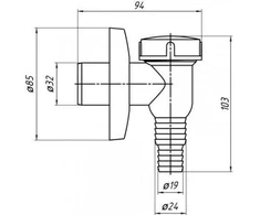 Sifonas skalbimo mašinai Ani Plast, 103 mm, 32 mm