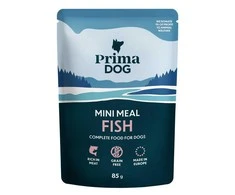 Šlapias ėdalas, konservuotas, šunims Prima Dog Mini Meal žuvis, žuvis, 0,085 kg